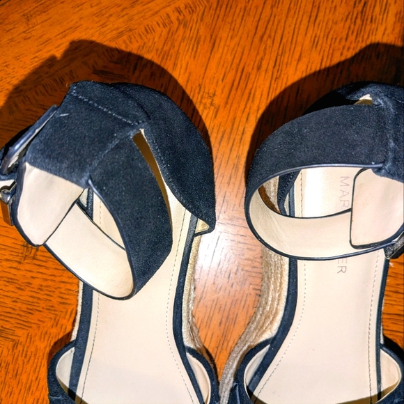 MARC FISHER VARIN Espadrille Wedge Platform Black Leather Suede Sandals  Sz 8M - Picture 11 of 14